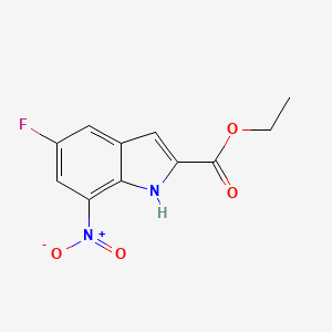 molecular formula C11H9FN2O4 B2388799 ethyl 5-fluoro-7-nitro-1H-indole-2-carboxylate CAS No. 913287-12-4