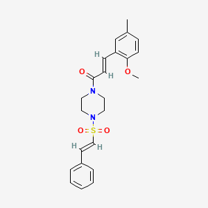 (E)-3-(2-methoxy-5-methylphenyl)-1-[4-[(E)-2-phenylethenyl]sulfonylpiperazin-1-yl]prop-2-en-1-one