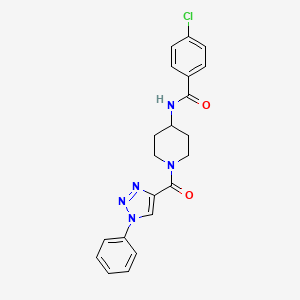 molecular formula C21H20ClN5O2 B2388806 4-氯-N-(1-(1-苯基-1H-1,2,3-三唑-4-甲酰基)哌啶-4-基)苯甲酰胺 CAS No. 1251681-83-0