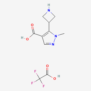 molecular formula C10H12F3N3O4 B2388830 5-(Azetidin-3-yl)-1-methylpyrazole-4-carboxylic acid;2,2,2-trifluoroacetic acid CAS No. 2361644-39-3