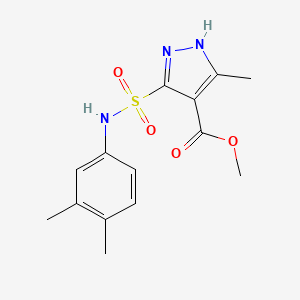 molecular formula C14H17N3O4S B2388831 methyl 5-(N-(3,4-dimethylphenyl)sulfamoyl)-3-methyl-1H-pyrazole-4-carboxylate CAS No. 1324012-36-3