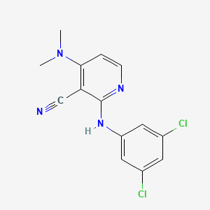 molecular formula C14H12Cl2N4 B2388833 2-(3,5-Dichloroanilino)-4-(dimethylamino)nicotinonitrile CAS No. 339102-57-7