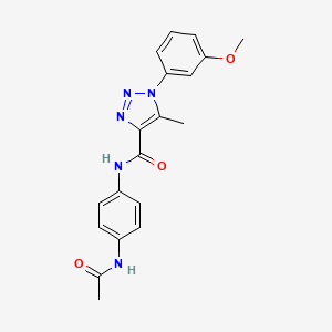 molecular formula C19H19N5O3 B2388843 N-[4-(acetylamino)phenyl]-1-(3-methoxyphenyl)-5-methyl-1H-1,2,3-triazole-4-carboxamide CAS No. 923179-54-8