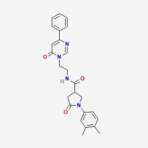 1-(3,4-dimethylphenyl)-5-oxo-N-(2-(6-oxo-4-phenylpyrimidin-1(6H)-yl)ethyl)pyrrolidine-3-carboxamide