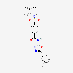 molecular formula C25H22N4O4S B2388850 4-((3,4-dihydroquinolin-1(2H)-yl)sulfonyl)-N-(5-(m-tolyl)-1,3,4-oxadiazol-2-yl)benzamide CAS No. 952811-67-5
