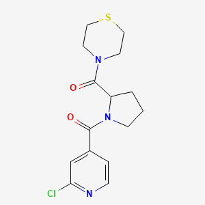 molecular formula C15H18ClN3O2S B2388853 4-[1-(2-Chloropyridine-4-carbonyl)pyrrolidine-2-carbonyl]thiomorpholine CAS No. 1356779-21-9