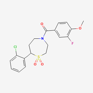 (7-(2-Chlorophenyl)-1,1-dioxido-1,4-thiazepan-4-yl)(3-fluoro-4-methoxyphenyl)methanone