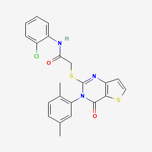 molecular formula C22H18ClN3O2S2 B2388868 N-(2-氯苯基)-2-{[3-(2,5-二甲苯基)-4-氧代-3,4-二氢噻吩并[3,2-d]嘧啶-2-基]硫代}乙酰胺 CAS No. 1291839-33-2