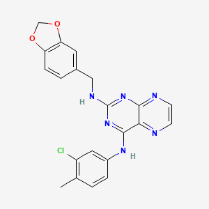 B2388873 N2-(benzo[d][1,3]dioxol-5-ylmethyl)-N4-(3-chloro-4-methylphenyl)pteridine-2,4-diamine CAS No. 946298-54-0