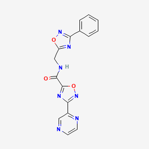 molecular formula C16H11N7O3 B2388876 N-((3-phenyl-1,2,4-oxadiazol-5-yl)methyl)-3-(pyrazin-2-yl)-1,2,4-oxadiazole-5-carboxamide CAS No. 1219903-20-4