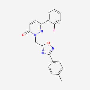 molecular formula C20H15FN4O2 B2388877 6-(2-fluorophenyl)-2-((3-(p-tolyl)-1,2,4-oxadiazol-5-yl)methyl)pyridazin-3(2H)-one CAS No. 1105239-54-0