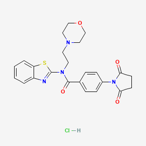 molecular formula C24H25ClN4O4S B2388881 N-(benzo[d]thiazol-2-yl)-4-(2,5-dioxopyrrolidin-1-yl)-N-(2-morpholinoethyl)benzamide hydrochloride CAS No. 1329982-96-8