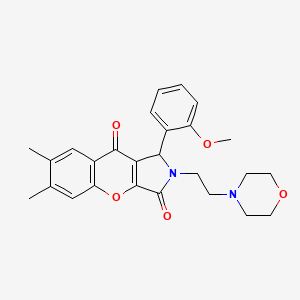 molecular formula C26H28N2O5 B2388887 1-(2-Methoxyphenyl)-6,7-dimethyl-2-(2-morpholinoethyl)-1,2-dihydrochromeno[2,3-c]pyrrole-3,9-dione CAS No. 886163-12-8