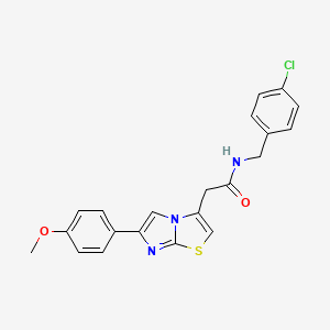 molecular formula C21H18ClN3O2S B2388889 N-[(4-氯苯基)甲基]-2-[6-(4-甲氧基苯基)咪唑并[2,1-b][1,3]噻唑-3-基]乙酰胺 CAS No. 897461-01-7