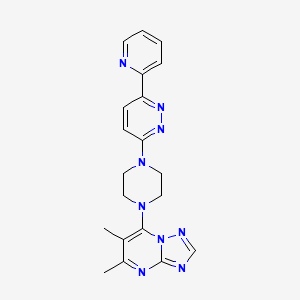 molecular formula C20H21N9 B2388895 5,6-Dimethyl-7-[4-(6-pyridin-2-ylpyridazin-3-yl)piperazin-1-yl]-[1,2,4]triazolo[1,5-a]pyrimidine CAS No. 2380187-49-3