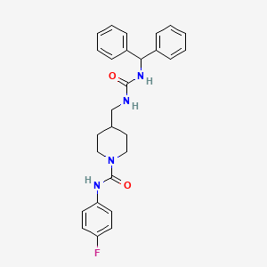 molecular formula C27H29FN4O2 B2388910 4-((3-二苯甲酰脲基)甲基)-N-(4-氟苯基)哌啶-1-甲酰胺 CAS No. 1235011-31-0