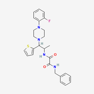 molecular formula C26H29FN4O2S B2388918 N1-benzyl-N2-(1-(4-(2-fluorophenyl)piperazin-1-yl)-1-(thiophen-2-yl)propan-2-yl)oxalamide CAS No. 863017-35-0