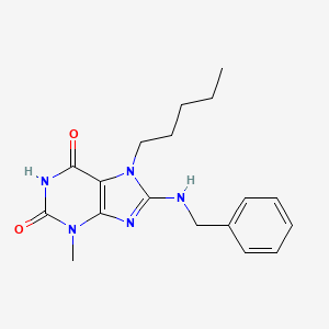 molecular formula C18H23N5O2 B2388923 8-(Benzylamino)-3-methyl-7-pentylpurine-2,6-dione CAS No. 304868-27-7