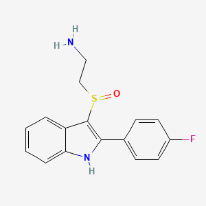 molecular formula C16H15FN2OS B2388935 2-((2-(4-氟苯基)-1H-吲哚-3-基)亚磺酰基)乙胺 CAS No. 1172234-06-8