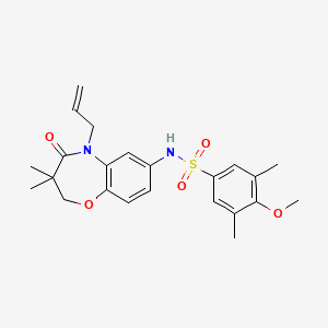 molecular formula C23H28N2O5S B2388936 N-(5-allyl-3,3-dimethyl-4-oxo-2,3,4,5-tetrahydrobenzo[b][1,4]oxazepin-7-yl)-4-methoxy-3,5-dimethylbenzenesulfonamide CAS No. 922104-50-5