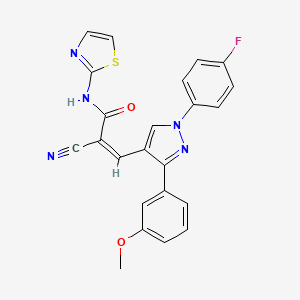 molecular formula C23H16FN5O2S B2388937 (Z)-2-Cyano-3-[1-(4-fluorophenyl)-3-(3-methoxyphenyl)pyrazol-4-yl]-N-(1,3-thiazol-2-yl)prop-2-enamide CAS No. 1007187-15-6