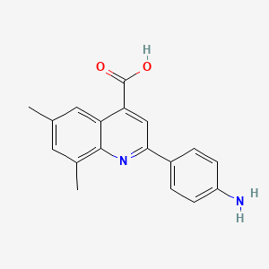 molecular formula C18H16N2O2 B2388939 2-(4-氨基苯基)-6,8-二甲基喹啉-4-羧酸 CAS No. 590357-65-6