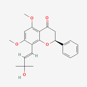 molecular formula C22H24O5 B2388943 (2S)-8-[(E)-3-Hydroxy-3-methylbut-1-enyl]-5,7-dimethoxy-2-phenyl-2,3-dihydrochromen-4-one CAS No. 119061-08-4