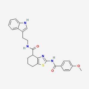 molecular formula C26H26N4O3S B2388969 N-(2-(1H-indol-3-yl)ethyl)-2-(4-methoxybenzamido)-4,5,6,7-tetrahydrobenzo[d]thiazole-4-carboxamide CAS No. 955684-71-6