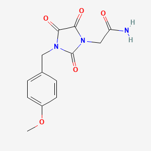 molecular formula C13H13N3O5 B2388991 2-[3-(4-Methoxybenzyl)-2,4,5-trioxo-1-imidazolidinyl]acetamide CAS No. 303986-52-9