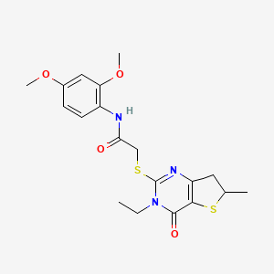 molecular formula C19H23N3O4S2 B2388993 N-(2,4-dimethoxyphenyl)-2-[(3-ethyl-6-methyl-4-oxo-6,7-dihydrothieno[3,2-d]pyrimidin-2-yl)sulfanyl]acetamide CAS No. 851409-43-3