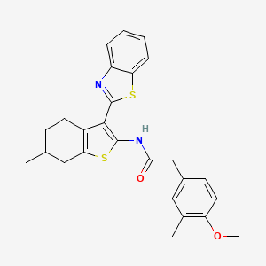 molecular formula C26H26N2O2S2 B2388995 N-(3-(benzo[d]thiazol-2-yl)-6-methyl-4,5,6,7-tetrahydrobenzo[b]thiophen-2-yl)-2-(4-methoxy-3-methylphenyl)acetamide CAS No. 955917-42-7