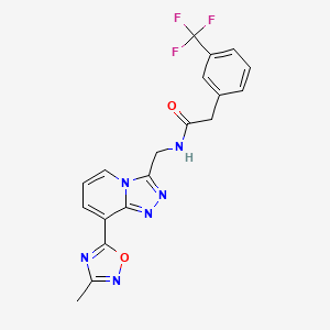 molecular formula C19H15F3N6O2 B2389007 N-((8-(3-甲基-1,2,4-噁二唑-5-基)-[1,2,4]三唑[4,3-a]吡啶-3-基)甲基)-2-(3-(三氟甲基)苯基)乙酰胺 CAS No. 2034349-68-1