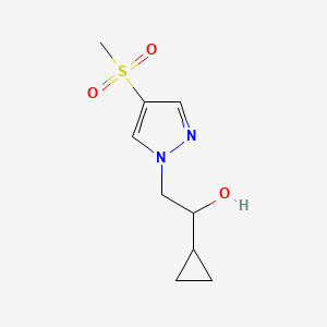 molecular formula C9H14N2O3S B2389009 1-Cyclopropyl-2-(4-methylsulfonylpyrazol-1-yl)ethanol CAS No. 2137988-91-9