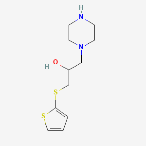 molecular formula C11H18N2OS2 B2389011 1-(Piperazin-1-yl)-3-(thiophen-2-ylthio)propan-2-ol CAS No. 1493376-54-7