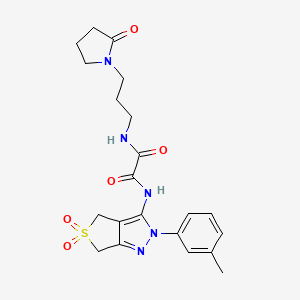 molecular formula C21H25N5O5S B2389012 N1-(5,5-dioxido-2-(m-tolyl)-4,6-dihydro-2H-thieno[3,4-c]pyrazol-3-yl)-N2-(3-(2-oxopyrrolidin-1-yl)propyl)oxalamide CAS No. 899994-84-4