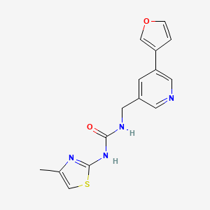 molecular formula C15H14N4O2S B2389013 1-((5-(呋喃-3-基)吡啶-3-基)甲基)-3-(4-甲基噻唑-2-基)脲 CAS No. 2034429-98-4