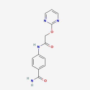 molecular formula C13H12N4O3 B2389014 4-(2-(Pyrimidin-2-yloxy)acetamido)benzamide CAS No. 1251708-62-9