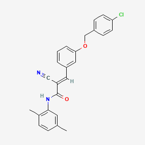 (E)-3-[3-[(4-chlorophenyl)methoxy]phenyl]-2-cyano-N-(2,5-dimethylphenyl)prop-2-enamide