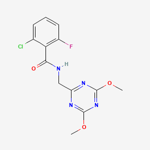 molecular formula C13H12ClFN4O3 B2389019 2-chloro-N-((4,6-dimethoxy-1,3,5-triazin-2-yl)methyl)-6-fluorobenzamide CAS No. 2034538-33-3
