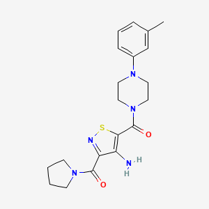 (4-Amino-3-(pyrrolidine-1-carbonyl)isothiazol-5-yl)(4-(m-tolyl)piperazin-1-yl)methanone