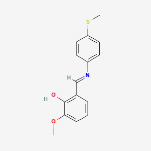 molecular formula C15H15NO2S B2389025 2-methoxy-6-((E)-{[4-(methylthio)phenyl]imino}methyl)phenol CAS No. 1232825-91-0