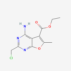 molecular formula C11H12ClN3O3 B2389026 Ethyl 4-amino-2-(chloromethyl)-6-methylfuro[2,3-d]pyrimidine-5-carboxylate CAS No. 796067-48-6