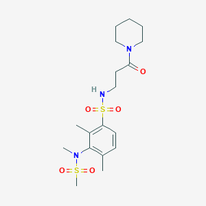 2,4-dimethyl-3-(N-methylmethylsulfonamido)-N-(3-oxo-3-(piperidin-1-yl)propyl)benzenesulfonamide