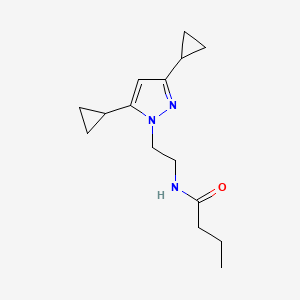 molecular formula C15H23N3O B2389041 N-(2-(3,5-二环丙基-1H-吡唑-1-基)乙基)丁酰胺 CAS No. 2309214-17-1