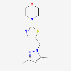 molecular formula C13H18N4OS B2389042 4-{5-[(3,5-dimethyl-1H-pyrazol-1-yl)methyl]-1,3-thiazol-2-yl}morpholine CAS No. 955976-54-2