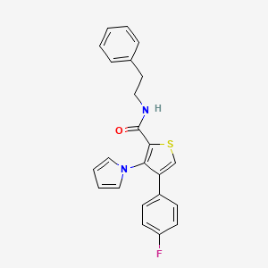 molecular formula C23H19FN2OS B2389066 4-(4-fluorophenyl)-N-(2-phenylethyl)-3-(1H-pyrrol-1-yl)thiophene-2-carboxamide CAS No. 1291852-87-3