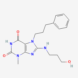 molecular formula C18H23N5O3 B2389069 8-((3-羟基丙基)氨基)-3-甲基-7-(3-苯基丙基)-1H-嘌呤-2,6(3H,7H)-二酮 CAS No. 377057-20-0