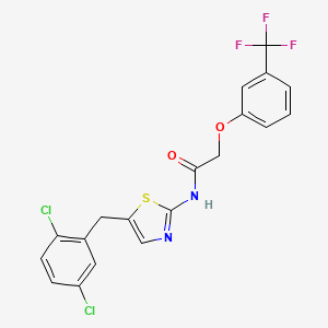 molecular formula C19H13Cl2F3N2O2S B2389072 N-[5-(2,5-dichlorobenzyl)-1,3-thiazol-2-yl]-2-[3-(trifluoromethyl)phenoxy]acetamide CAS No. 301176-66-9