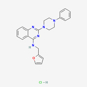 molecular formula C23H24ClN5O B2389073 N-(furan-2-ylmethyl)-2-(4-phenylpiperazin-1-yl)quinazolin-4-amine hydrochloride CAS No. 1052519-90-0