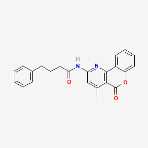 molecular formula C23H20N2O3 B2389085 N-(4-methyl-5-oxochromeno[4,3-b]pyridin-2-yl)-4-phenylbutanamide CAS No. 851411-77-3